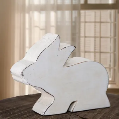 Produktbild von Holzfigur, Hase, Klein, Weiß, Tiere, Tierfiguren, Dekoration