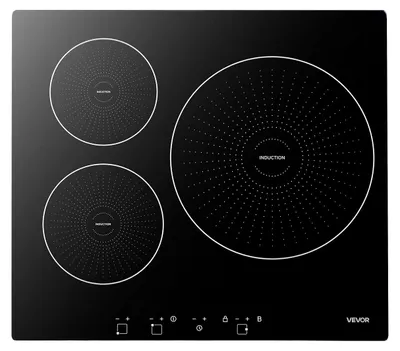 Induktionskochfeld 3 Zonen 6200 W Touch Glaskeramik