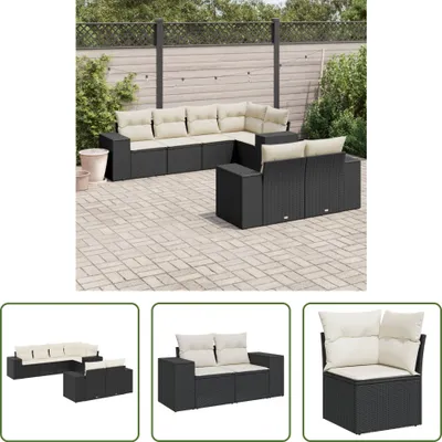 Produktbild von The Living Store 7-tlg. Garten-Sofagarnitur mit Kissen Schwarz Poly Rattan