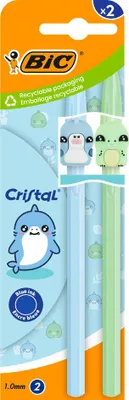 Immagine prodotto di Bic 303750 BIC Penna a sfera Cristal Pastel Figurines, blu + verde