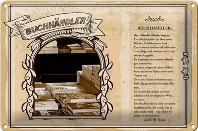 Produktbild von Blechschild Berufe 30x20cm Buchhändler Bücher Aufapfel Trends