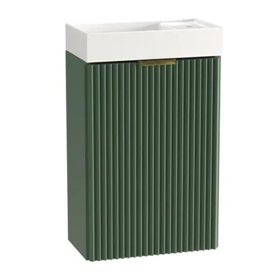 Obrázok produktu pre WENA Skrinka pod umývadlo s umývadlom 40 cm, rebrované čelá, kovové úchyty v zlatej farbe (farba: šalvia)