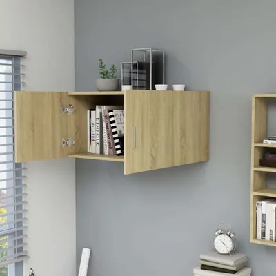 Produktbild von "im Sonderangebot"Schweberegal schlichte Design - Hängeregal 10Kg belastbar - Wandschrank Sonoma-Eiche 80x39x40 cm Holzwerkstoff DEMöbel 5525035