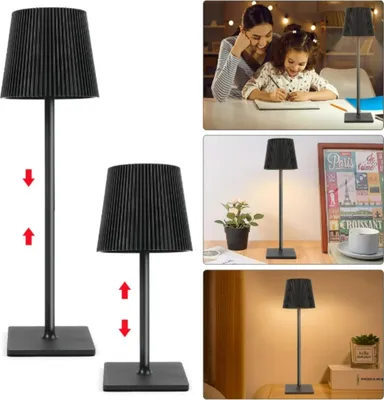 Produktbild von 2er Tischlampe Kabellos, LED Tischleuchte, Dimmbar Touch Akku Tischleuchte Kabellos mit USB Ladestation, Warmweiß Tischlampe, IP54, Schwarz