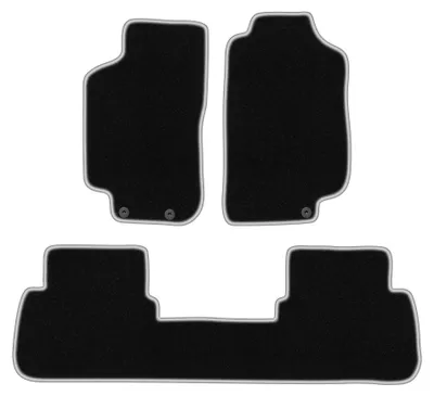 Produktbild von Velours-Fußmatten für Saab 9-5 I 1997-2009 (Kombi/Limousine) – 4-tlg, Schwarz/Silber, passgenau – Wielganizator CARLUX