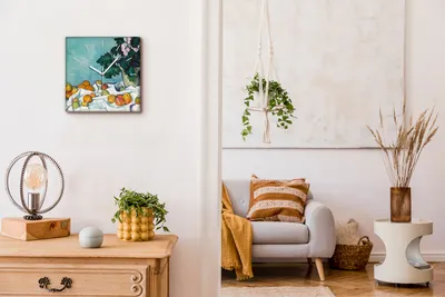 Produktbild von Coloray Hodiny Unikátní 30x30 cm  Tiché hodiny Pro obývací pokoj a kuchyň Nástěnné hodiny Plátno Bílé ručičky hodin - Ovoce zátiší