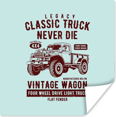 Produktbild von MuchoWow® Poster Mancave - Auto - Vintage - Blau 75x75 cm - Wand Dekoration