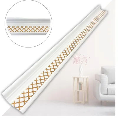 Produktbild von Stuckleisten XPS Polystyrol Deckenleisten 1m - Leisten für Deckenstuck & Wanddeko – leichte Zierleisten aus weichem reines Styropor V02-08 Gold