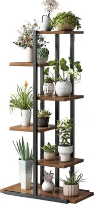 Produktbild von Flamenco Mystique Blumentisch, Regal, Blumenständer 113x60x20cm schwarz und braun sz16cz