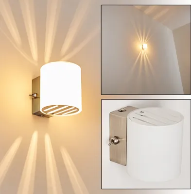 Produktbild von Hers »Hers« moderne Wandlampe aus Metall/Glas in Weiß/Nickel-matt