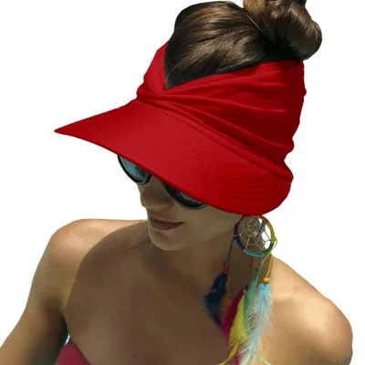 Immagine prodotto di Cappello da sole da donna, cappello estivo, cappello da spiaggia, visiera, protezione UV, taglia unica, colore rosso