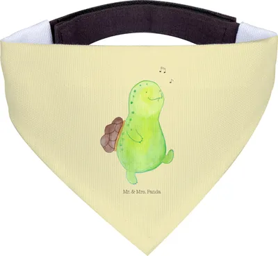 Produktbild von Mr. & Mrs. Panda Hundetuch Schildkröte Pfeifen - Gelb Pastell - Geschenk, Bandana, Depression, Hunde Hals Tuch, Glück, Lebensfreude, Dreieckstuch, Halstuch Für, Hund