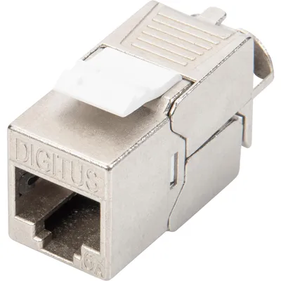 Produktbild von Digitus CAT 6A Keystone Modul, geschirmt, werkzeugfreier Montageanschluss - 48 Stk., Flach, Silber, RJ-45, LSA, Buchse, 10GBase-T