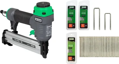 Productafbeelding van Pneumatische nietmachine set met nietjes en pneumatisch nagelpistool | Perfect voor houtbewerking en timmerwerk