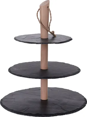 Zdjęcie produktu dla Patera kamienna czarna 3-piętrowa 36 cm