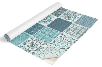 Produktbild von Tulup Möbelfolie - Klebefolie Möbel - Selbstklebende Folie 100x50 cm - Möbelfolie Schrank - Folie für Möbel - Möbelfolie Küche - Wasserdicht - Abwaschbar - Selbstklebend - Luftblasenfrei - Türkisfarbene Fliesen