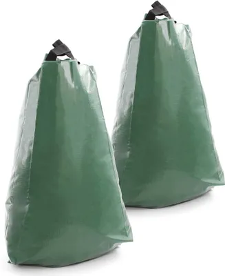 Produktbild von Wiltec 2x Baumbeutel 75L, Wassersack für 35-40 mm dicke Bäume, Bewässerungssack aus PVC für Bäume zur langfristigen Wasserabgabe bei Trockenheit