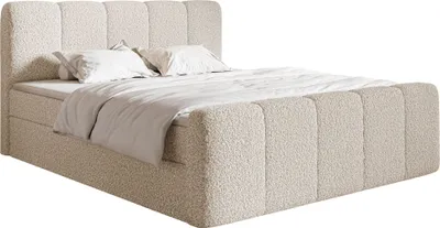Produktbild von Selsey Cloudy II - Boxspringbett 160x200 cm, mit Bettkästen und Topper, Bouclé Hellbeige