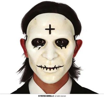 Produktbild von Maske Mann mit Kreuz, weiss PVC