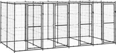 Produktbild von Outdoor-Hundezwinger Stahl mit Überdachung 9,68 m²