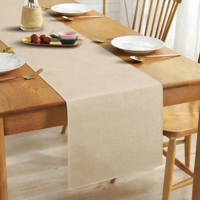 Imagen del producto de Mantel individual beige, 40x180 cm, resistente al agua, resistente al calor, antideslizante, para la cocina