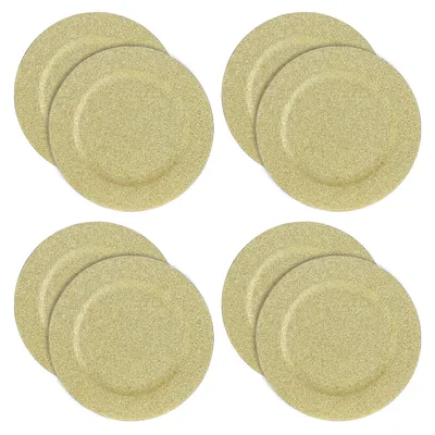 Produktbild von com-four® 8x Platzteller - wiederverwendbare Unterteller als Tischdekoration - funkelnde Dekoteller für Hochzeit, Familienfeier oder Weihnachten - Charger Ø 33 cm