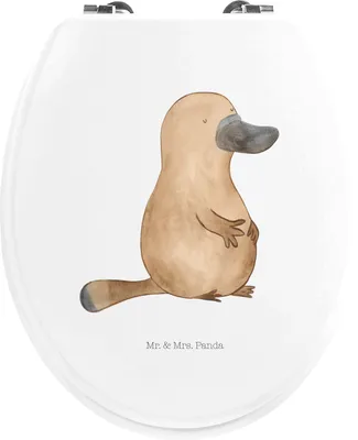 Produktbild von Mr. & Mrs. Panda Holz Klobrille Schnabeltier Mut - Weiß - Geschenk, Toilettendeckel, Training, Weltreise, Arbeit, Raodtrip, WC-Sitz, WC Deckel, Sitz, Brille, Meer, Büro