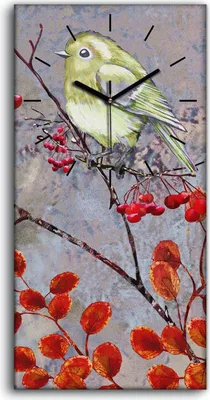 Produktbild von Dekor Leinwand Uhr Wandbilder 30x60 Malerei Zweige Früchte Blätter Vögel - schwarze Hände