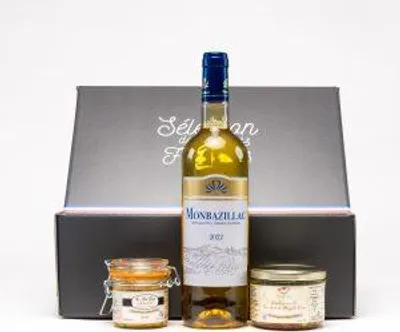 Image de Coffret Atxuria – Foie Gras Nature & Magret fumé, Vin Monbazillac | Cadeau gourmet | Sans conservateurs, sans additifs, sans colorants
