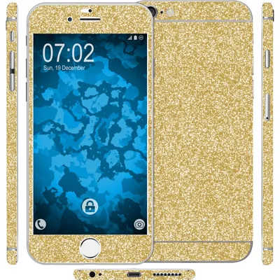 Produktbild von 1 x Glitzer-Folienset für Apple iPhone 6s / 6 gold PhoneNatic Schutzfolien