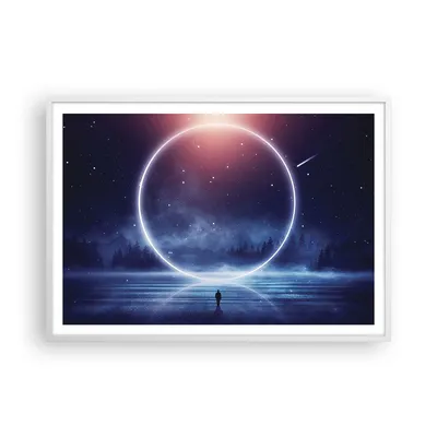 Produktbild von Gerahmtes Poster - Weißer Rahmen - Fantasie Ring Kosmos - 100x70 cm - Wand Bild - Wanddeko - Wandbilder - Kunstposter - Wandposter - Bilderrahmen - Bilder - Kunstdruck - P2WAA100x70-4664