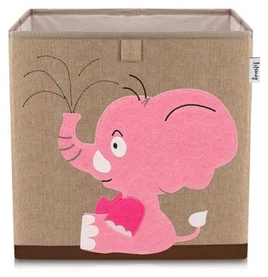 Image de Lifeney Boîte de rangement pour enfants I Boîte de rangement pratique pour chaque chambre d'enfant I Coffre à jouets pour enfants I Coffre à jouets mignon I Panier pour ranger les jouets des enfants (éléphant foncé)