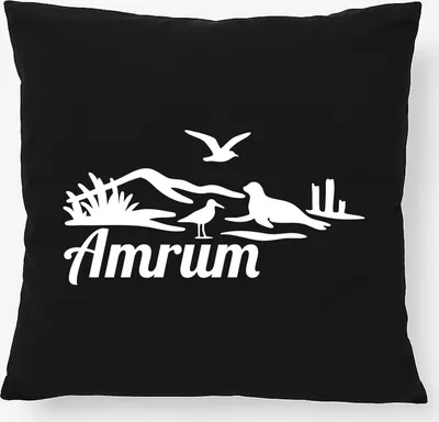 Produktbild von Huuraa Kissen Amrum Strandmotiv 40x40cm mit Füllung Black Baumwolle Dekokissen Geschenkidee