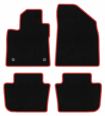 Obrázok produktu pre Velúrové autokoberce pre: MG 4 2022- (hatchback) – sada 4 ks, čierno-červené, na mieru – Wielganizator CARLUX