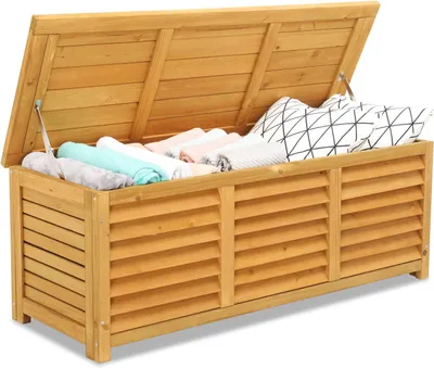 Produktbild von ALIGHTUP Gartenbox Holz 178 L, Aufbewahrungsbox Garten Balkon Wintergarten Sitztruhe 121 x 44.5 x 44.5cm