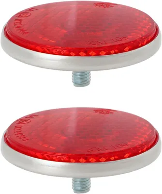 Productafbeelding van Elektrische voertuig rode ronde reflectoren diameter 41mm M5 schroefdraad met middenmontagegat geschikt