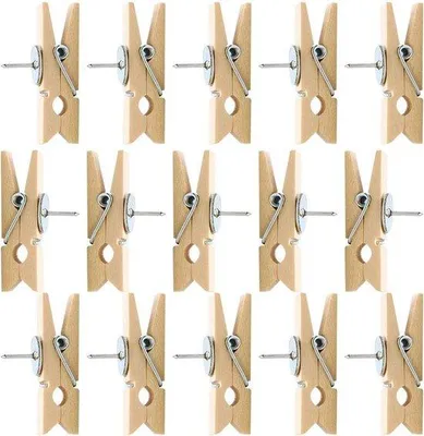 Produktbild von Famanu Holz-Pinnnadeln mit Clips - 50 Stück