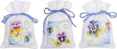 Image de Vervaco herbal bags kit de point de croix compté "Violetts" Set de 3, 8x12cm