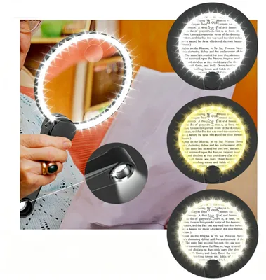 Produktbild von Wederaufladbare Lupe mit Licht 3X/5X/10X, 49 LEDs große Leselupe, Handlupe, 3 Lichtmodi, für Senioren zum Lesen, Stricken, Häkeln