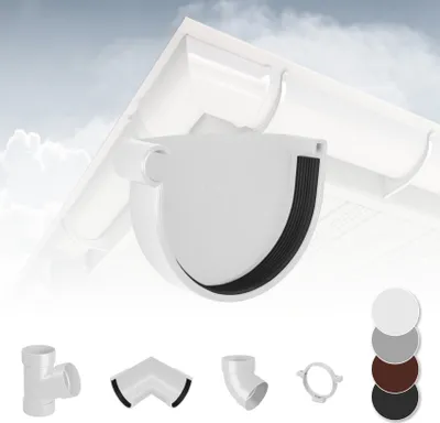Produktbild von RAINWAY S Regenrinnen System (Rinnenendstück mit Dichtlippe links weiß) - PVC-U Kunststoff in 4 Farben, für Dachflächen < 100m² empfohlen, Endstück Endkappe