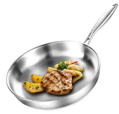 Obrázok produktu pre Panvica 22 cm, trojvrstvová nerezová indukčná panvica, na steak, vhodná do rúry