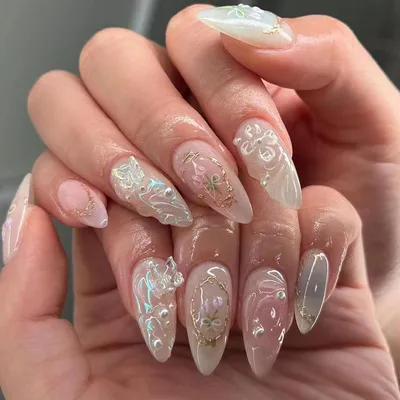 Image de Ongles artificiels à coller, forme amande, design français, avec décorations, 24 pièces, couleur rouge