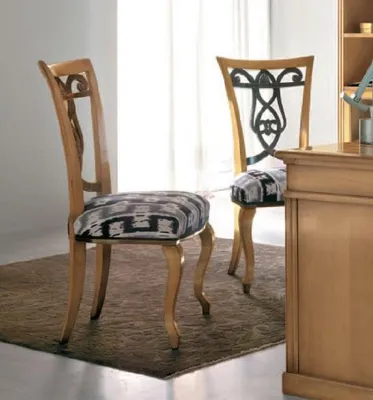 Produktbild von Echtholz Stühle Esszimmer Design Stuhl mit geschnitzten Mustern Lehnstuhl Möbel