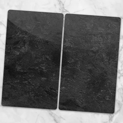 Produktbild von Glas-Herdabdeckplatten Glaskeramikkochfeld-Abdeckung Spritzschutz Glas 2x30x52 cm - Schwarzer Stein