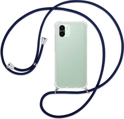 Produktbild von Handykette Backcover-Schutzhülle mit Band (Metall silberfarben) für Xiaomi Redmi A1 (6.52'') - dunkelblau