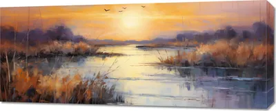 Zdjęcie produktu dla Obraz 100x40cm Zachód na Mokradłach
