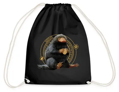 Produktbild von Spreadshirt Phantastische Tierwesen Niffler mit Gold Turnbeutel, One size, Schwarz
