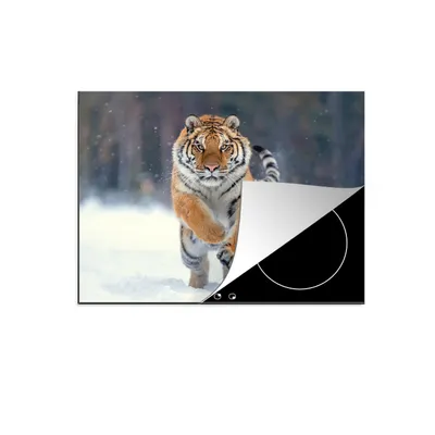 Produktbild von KitchenYeah© Herdabdeckplatte Tiger - Landschaft - Schnee - Tiere , 59x52cm, Küche Deko, Glaskeramikkochfeld Herdabdeckung, Abdeckplatte fùr Kochfeld