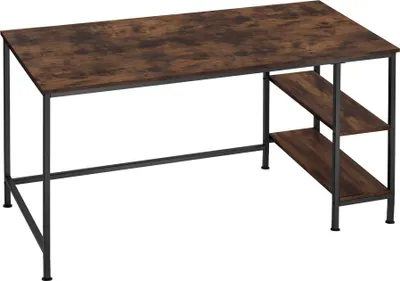Image de Bureau informatique DONEGAL 140x60x76,5cm - Bois foncé industriel, rustique