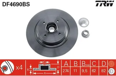 Immagine prodotto di 2x TRW DF4690BS Disco freno per asse posteriore